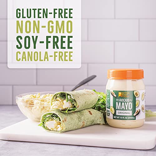 BetterBody Foods Avocado Oil Mayonnaise, Non-GMO Mayo Spread Made with Cage-Free Eggs, Paleo (444 gram)